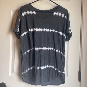 Green Tea Women's Soft Rolled Cuff Boat Neck Round Hem Tie Dye T-Shirt